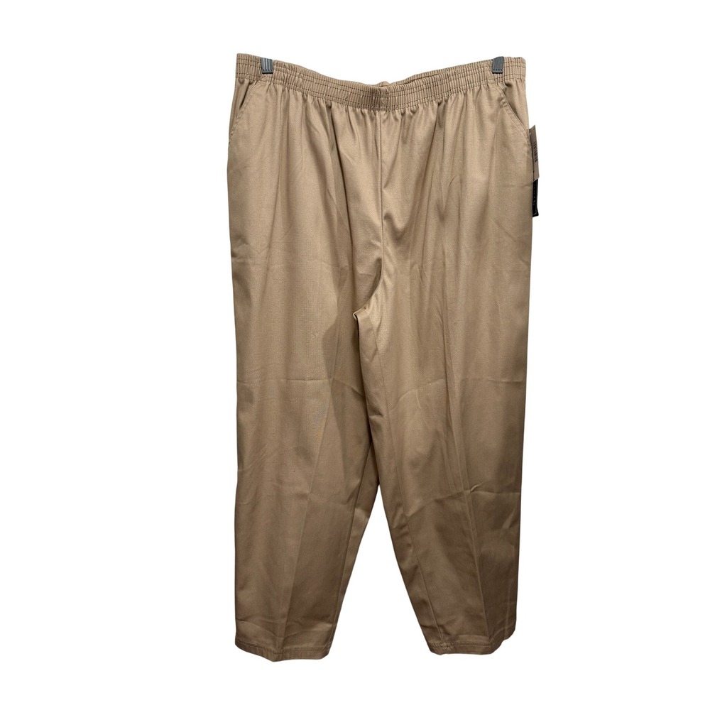 Laura Scott Woman 22WP Khaki Tan Elastic Waist Pull On Pants Petite Short NWT